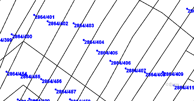 Parcela st. 2864/405 v KÚ Boleradice, Katastrální mapa