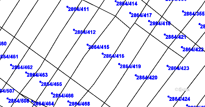 Parcela st. 2864/416 v KÚ Boleradice, Katastrální mapa