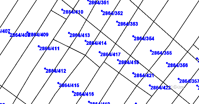 Parcela st. 2864/417 v KÚ Boleradice, Katastrální mapa