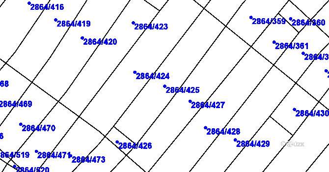 Parcela st. 2864/425 v KÚ Boleradice, Katastrální mapa