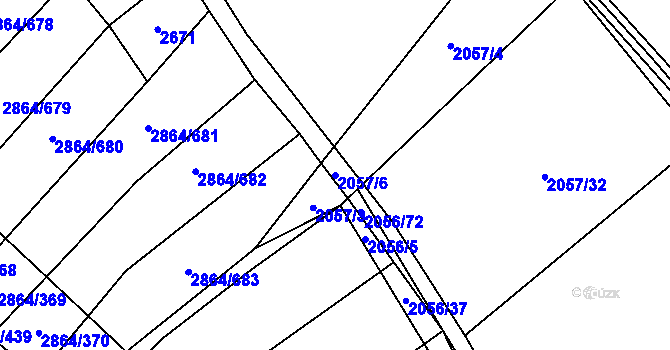Parcela st. 2057/6 v KÚ Boleradice, Katastrální mapa