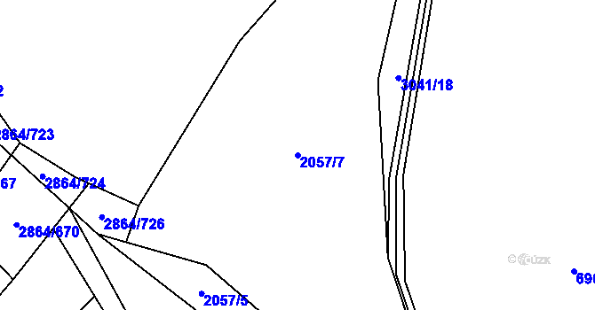 Parcela st. 2057/7 v KÚ Boleradice, Katastrální mapa