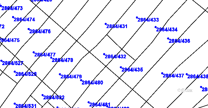 Parcela st. 2864/432 v KÚ Boleradice, Katastrální mapa