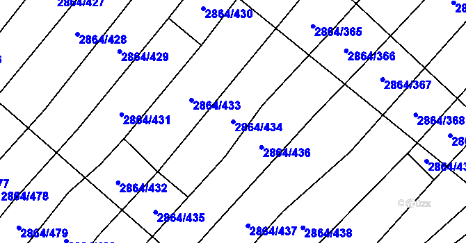 Parcela st. 2864/434 v KÚ Boleradice, Katastrální mapa