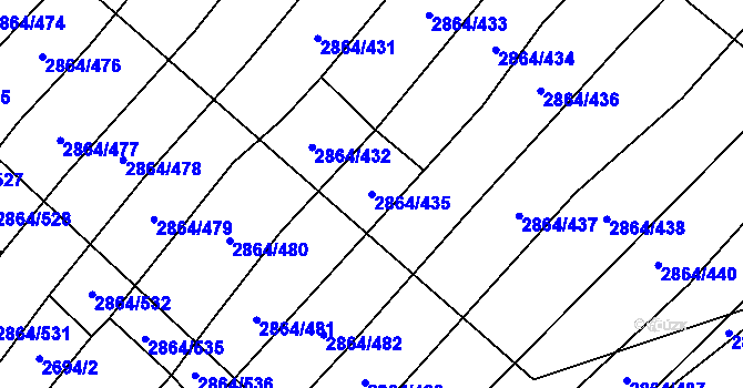 Parcela st. 2864/435 v KÚ Boleradice, Katastrální mapa