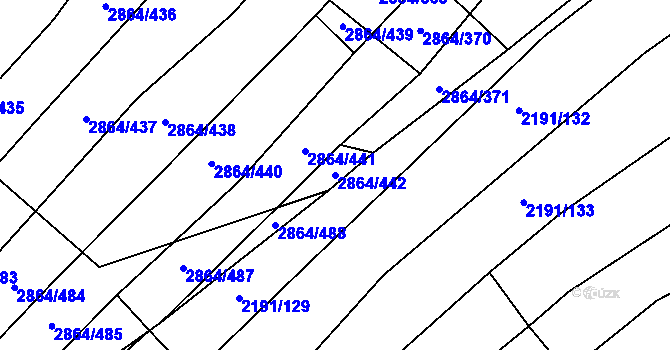 Parcela st. 2864/442 v KÚ Boleradice, Katastrální mapa