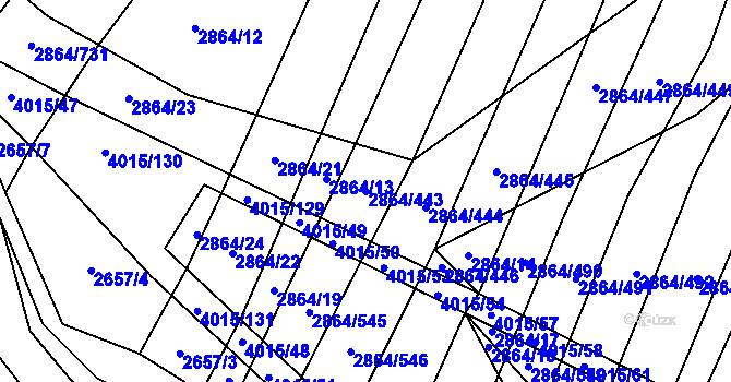 Parcela st. 2864/443 v KÚ Boleradice, Katastrální mapa