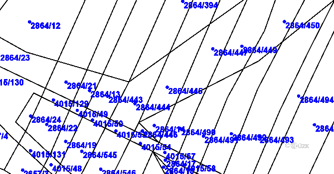 Parcela st. 2864/445 v KÚ Boleradice, Katastrální mapa