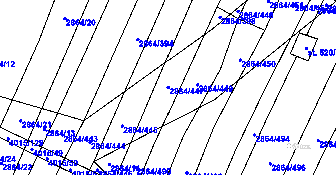 Parcela st. 2864/447 v KÚ Boleradice, Katastrální mapa