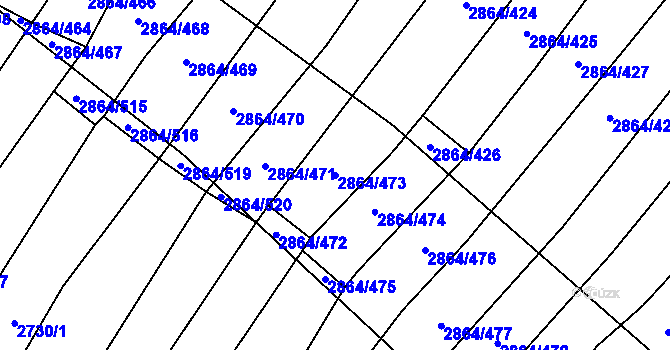 Parcela st. 2864/473 v KÚ Boleradice, Katastrální mapa