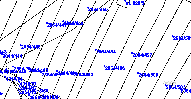 Parcela st. 2864/494 v KÚ Boleradice, Katastrální mapa