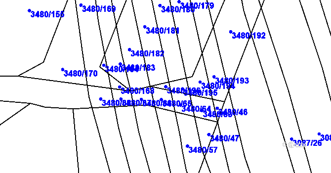 Parcela st. 3480/196 v KÚ Boleradice, Katastrální mapa