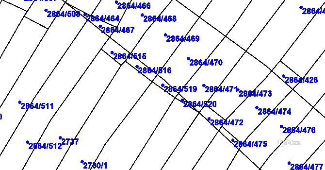 Parcela st. 2864/519 v KÚ Boleradice, Katastrální mapa