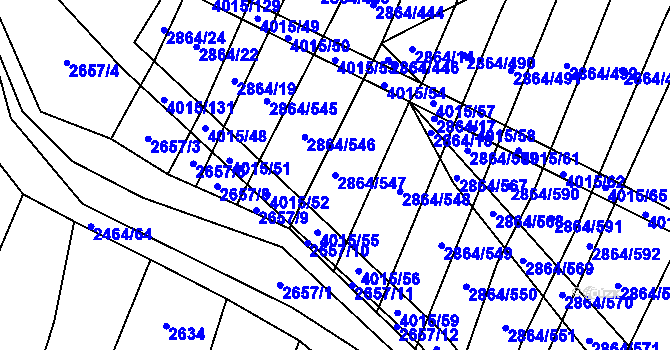 Parcela st. 2864/547 v KÚ Boleradice, Katastrální mapa