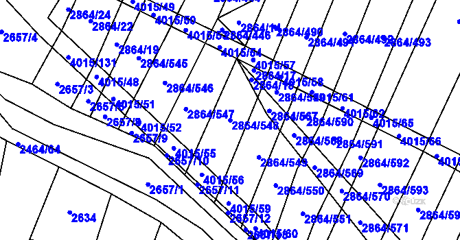 Parcela st. 2864/548 v KÚ Boleradice, Katastrální mapa