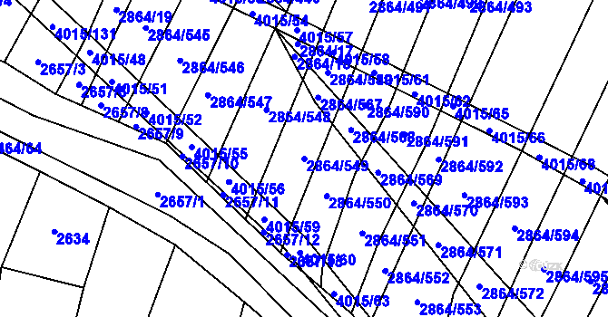 Parcela st. 2864/549 v KÚ Boleradice, Katastrální mapa