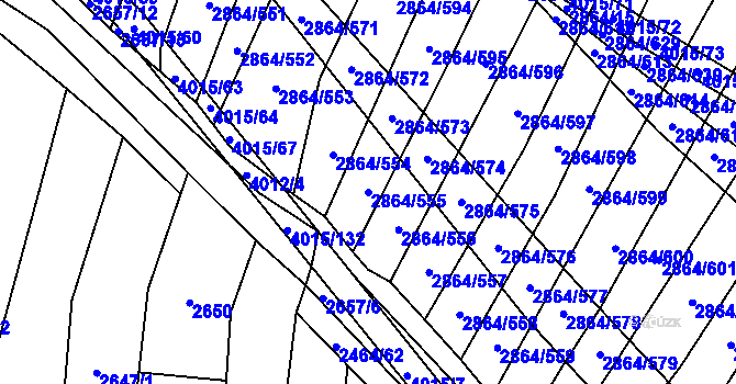 Parcela st. 2864/555 v KÚ Boleradice, Katastrální mapa