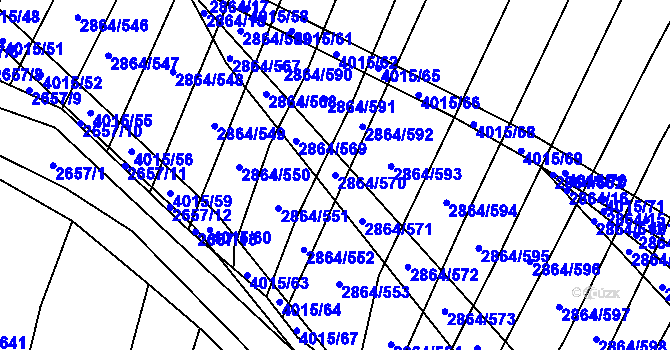 Parcela st. 2864/570 v KÚ Boleradice, Katastrální mapa