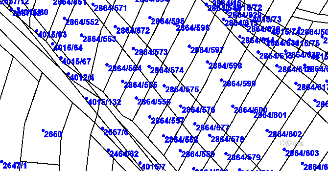 Parcela st. 2864/575 v KÚ Boleradice, Katastrální mapa