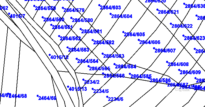 Parcela st. 2864/583 v KÚ Boleradice, Katastrální mapa
