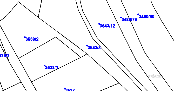 Parcela st. 3543/8 v KÚ Boleradice, Katastrální mapa
