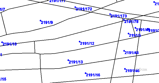 Parcela st. 2191/12 v KÚ Boleradice, Katastrální mapa