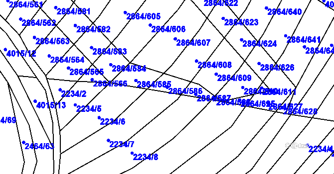 Parcela st. 2864/586 v KÚ Boleradice, Katastrální mapa