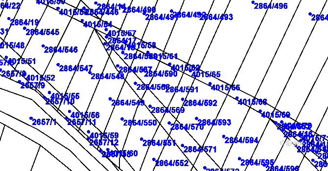 Parcela st. 2864/591 v KÚ Boleradice, Katastrální mapa