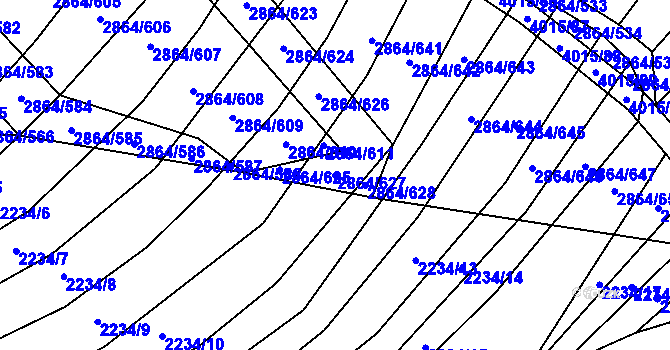Parcela st. 2864/627 v KÚ Boleradice, Katastrální mapa