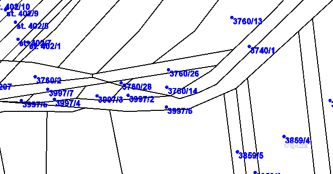 Parcela st. 3760/14 v KÚ Boleradice, Katastrální mapa