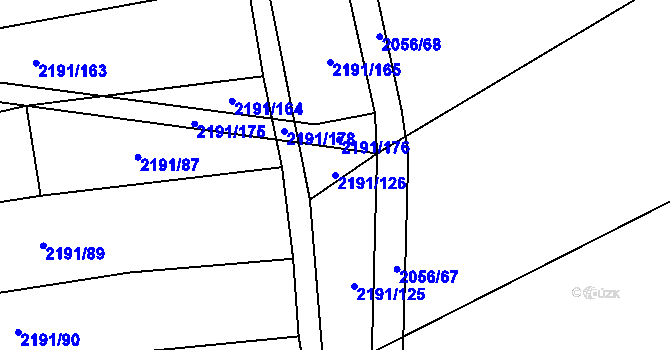 Parcela st. 2191/126 v KÚ Boleradice, Katastrální mapa