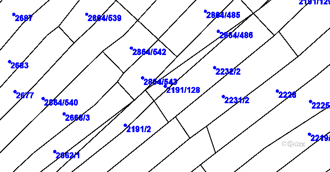 Parcela st. 2191/128 v KÚ Boleradice, Katastrální mapa