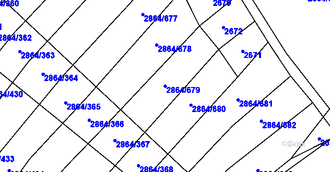 Parcela st. 2864/679 v KÚ Boleradice, Katastrální mapa