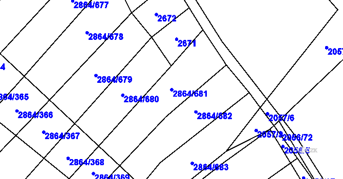 Parcela st. 2864/681 v KÚ Boleradice, Katastrální mapa