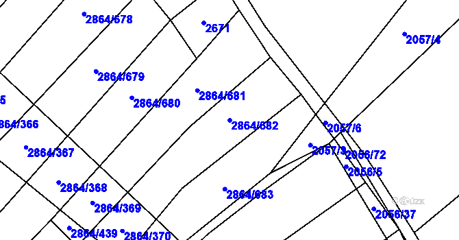 Parcela st. 2864/682 v KÚ Boleradice, Katastrální mapa