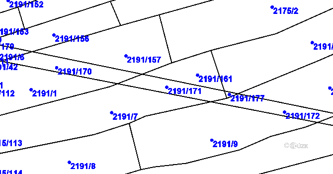 Parcela st. 2191/171 v KÚ Boleradice, Katastrální mapa