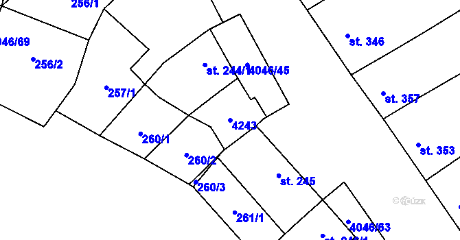 Parcela st. 4243 v KÚ Boleradice, Katastrální mapa