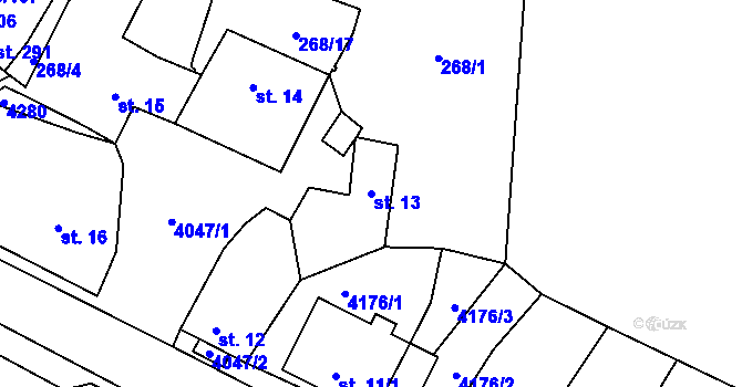 Parcela st. 13 v KÚ Boleradice, Katastrální mapa