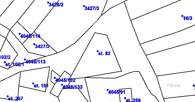 Parcela st. 82 v KÚ Boleradice, Katastrální mapa