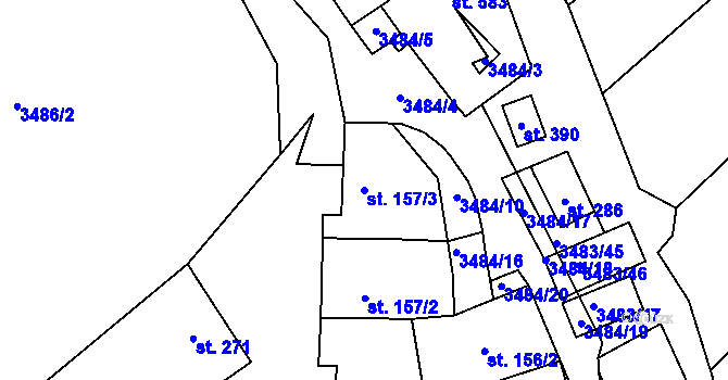 Parcela st. 157/3 v KÚ Boleradice, Katastrální mapa