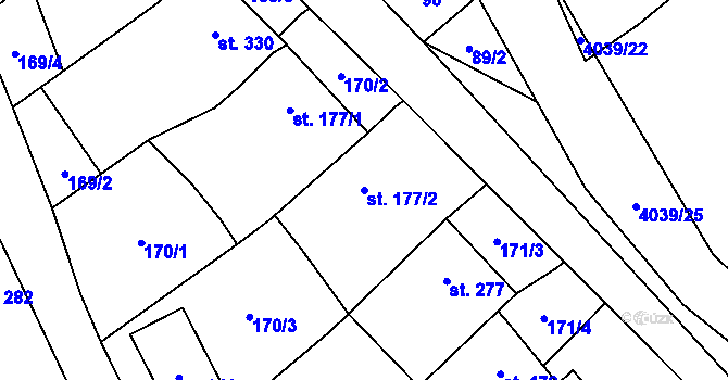 Parcela st. 177/2 v KÚ Boleradice, Katastrální mapa