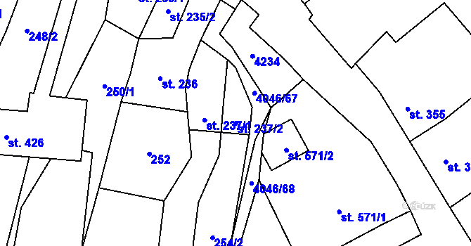 Parcela st. 237/2 v KÚ Boleradice, Katastrální mapa