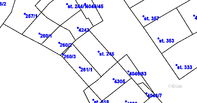 Parcela st. 245 v KÚ Boleradice, Katastrální mapa