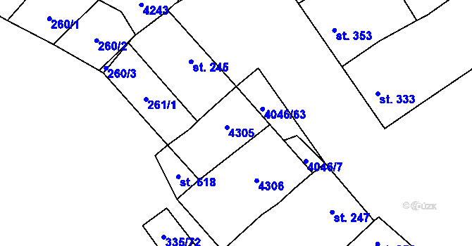 Parcela st. 246/1 v KÚ Boleradice, Katastrální mapa