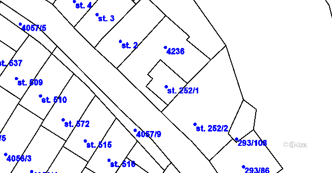 Parcela st. 252/1 v KÚ Boleradice, Katastrální mapa