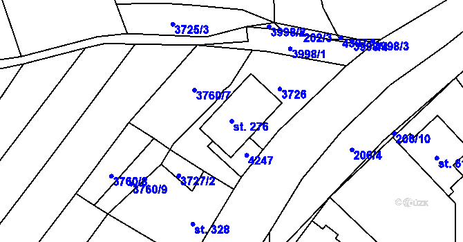 Parcela st. 276 v KÚ Boleradice, Katastrální mapa