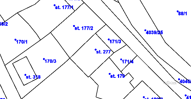 Parcela st. 277 v KÚ Boleradice, Katastrální mapa