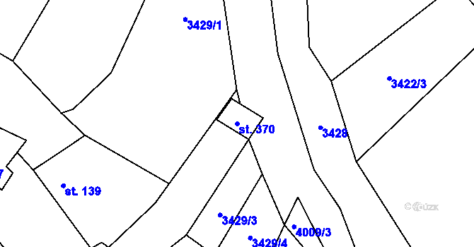 Parcela st. 370 v KÚ Boleradice, Katastrální mapa