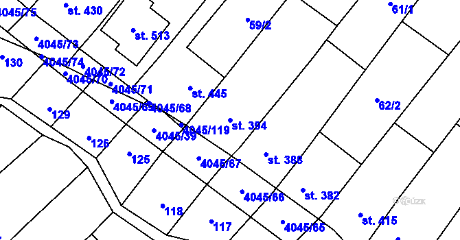 Parcela st. 394 v KÚ Boleradice, Katastrální mapa