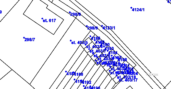 Parcela st. 403/6 v KÚ Boleradice, Katastrální mapa